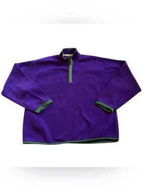 Vintage Unbranded Patagonia Style Snap Close Neck Large Purple Fleece Pullover